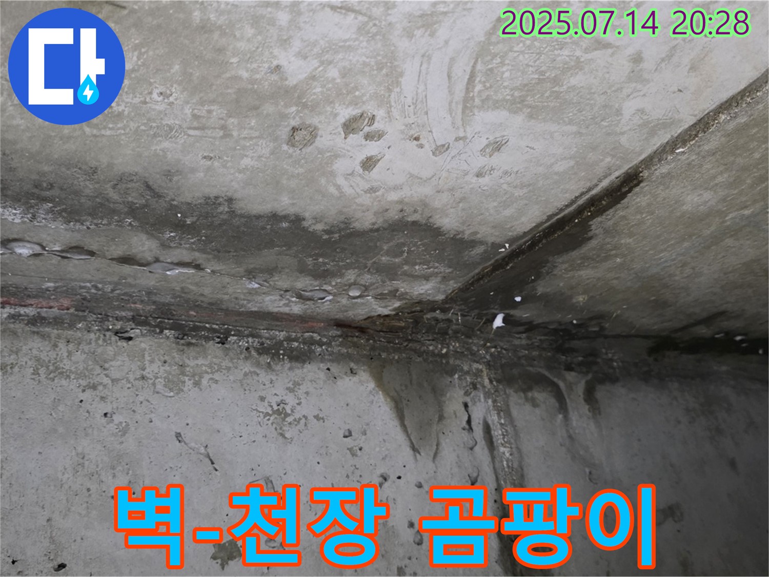 남양주 오남리 두산아파트 - 벽-천장 틈새 곰팡이 시작 - 초기 누수