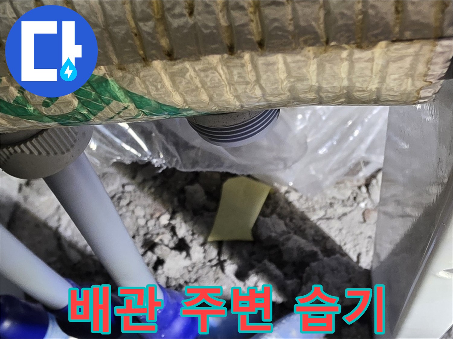 누수 주변 - 습기 및 곰팡이 발생 위험