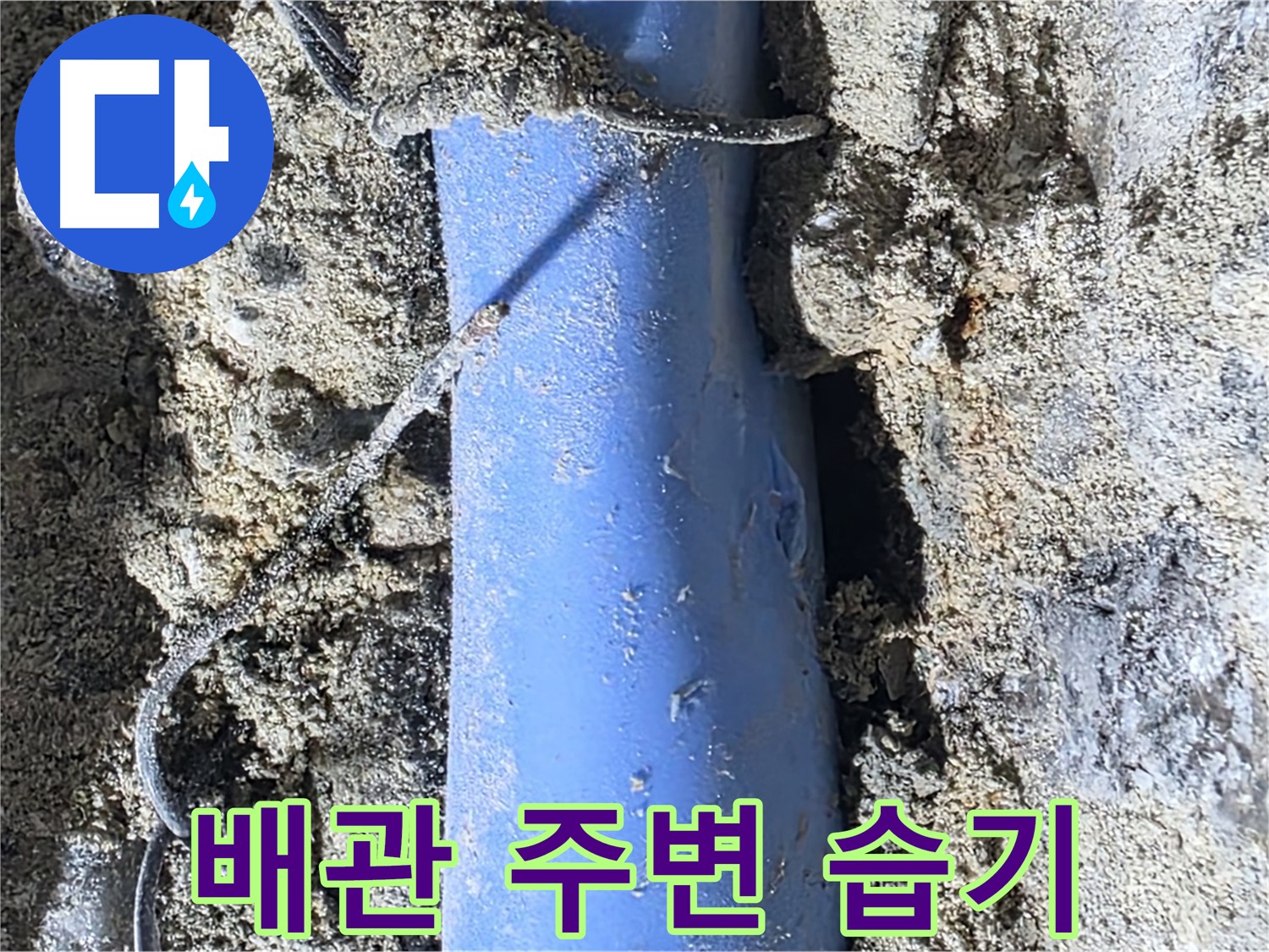 분당 쇳골로 누수 - 배관 주변에 습기가 차 있는 모습, 누수의 징후입니다.