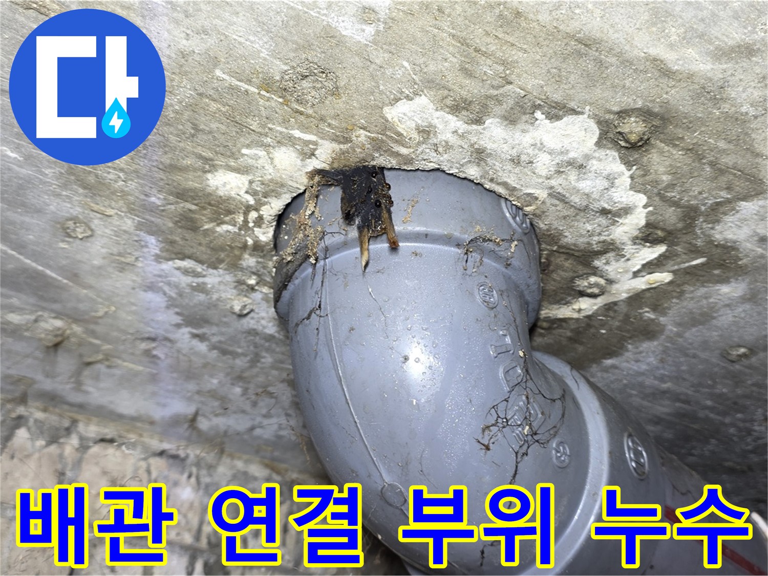 수유동 삼광빌라 누수 - 문제의 배관 연결 부위에서 누수 발생