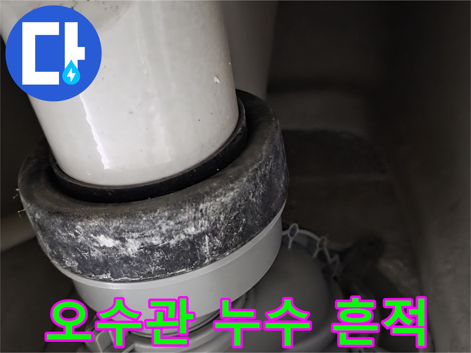 분당구 운중동 산운로 변기 오수관 누수 - 누수 흔적 발견