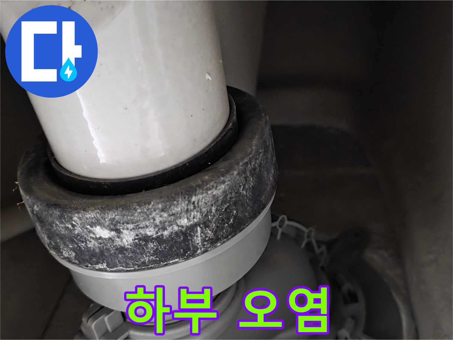 성남시 분당구 운중동 산운로 변기 누수 - 변기 하부 오염 상태를 클로즈업