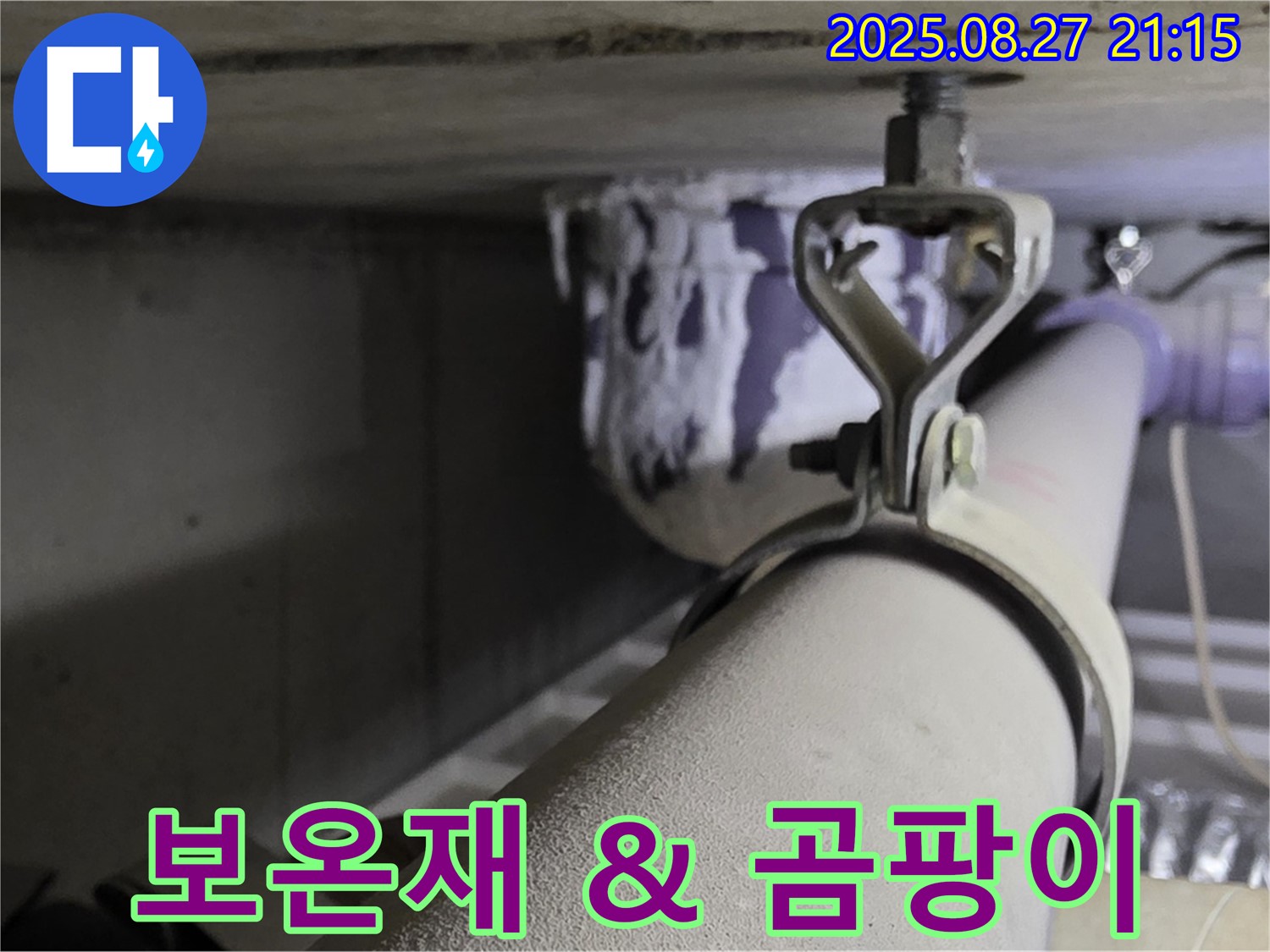 성남시 분당구 운중동 산운마을 아파트 천장 배관 - 보온재 손상 여부 및 곰팡이 발생 확인 - 건강을 위해 확인하세요.