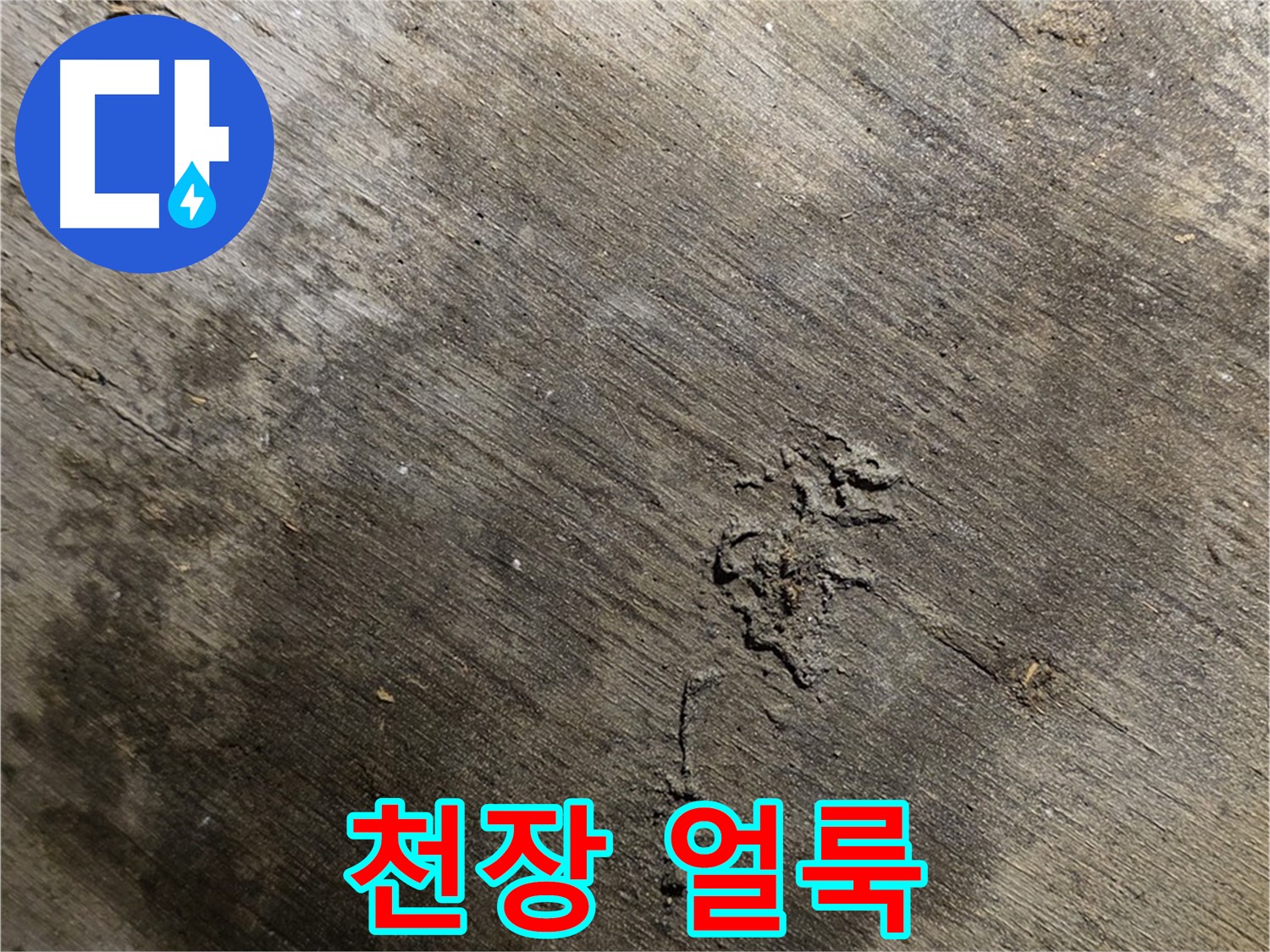 천장 얼룩 - 천장에 생긴 물 얼룩을 보여주며 - 과거 누수의 흔적일 수 있습니다.