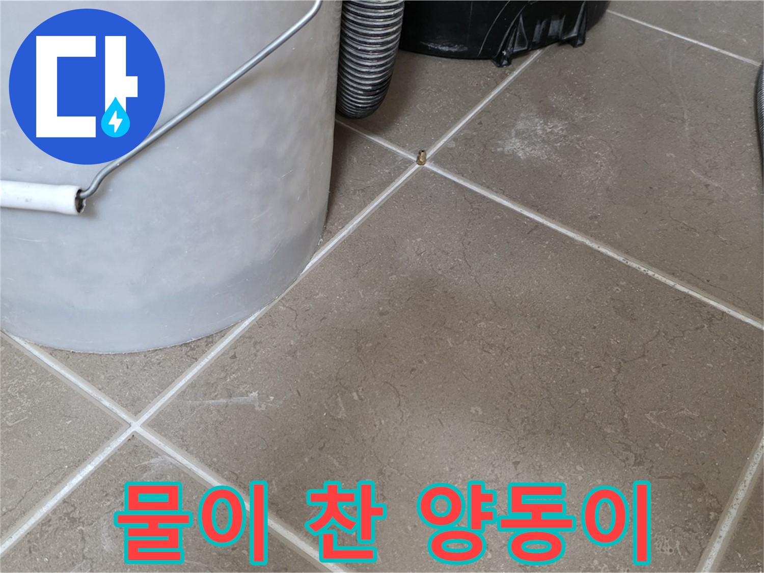 물이 가득 찬 양동이 - 누수의 심각성을 보여주는 증거입니다.