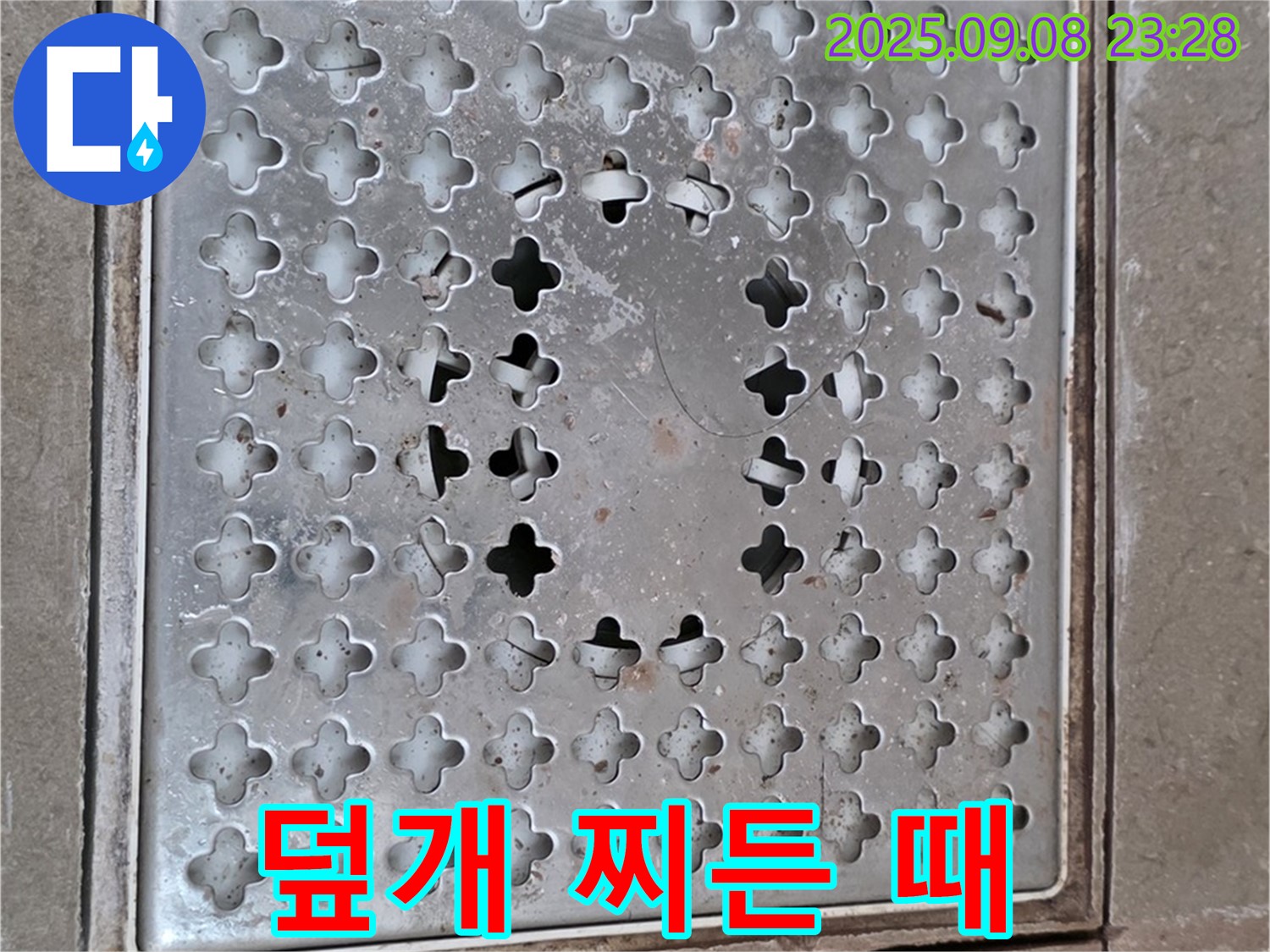 포천 일동 아파트 - 녹과 찌든 때로 가득한 욕실 배수구 덮개 - 위생 문제 심각