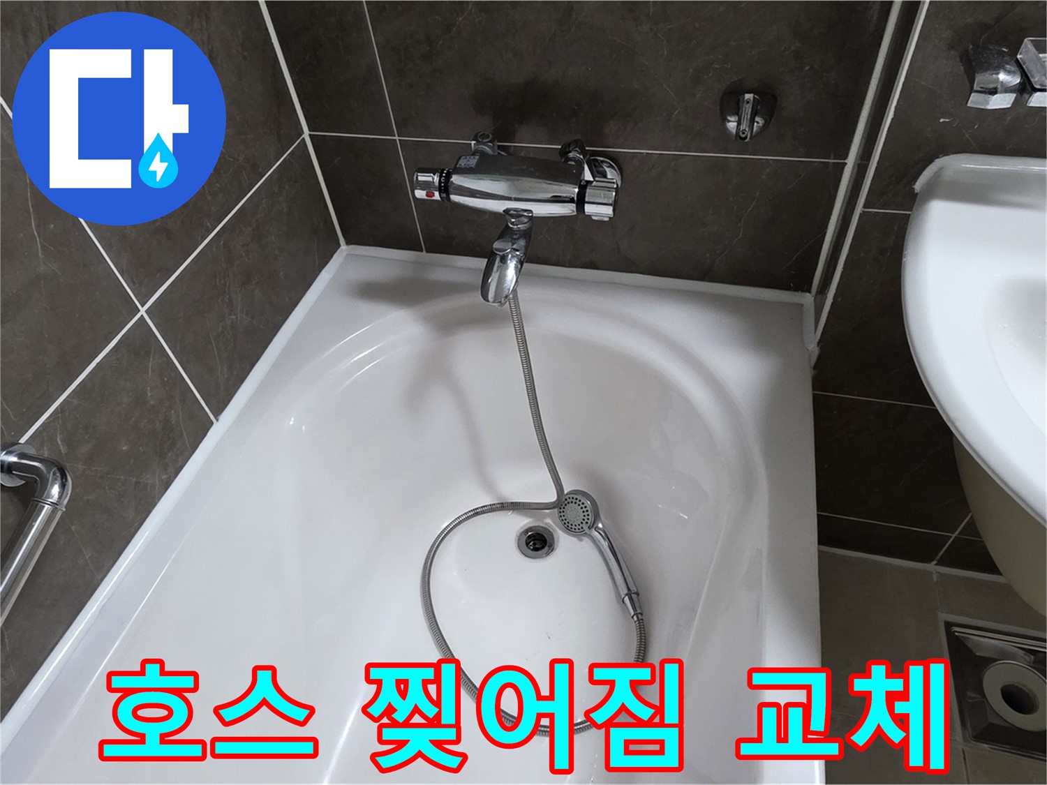 양주 옥정 율정마을 아파트 샤워기 호스 교체 - 찢어진 호스 교체로 누수 해결!