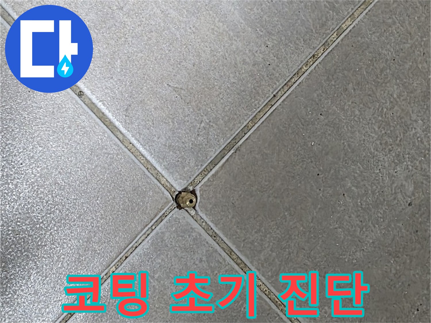 양주시 옥정동 율정마을 13단지 아파트 타일 틈새 코팅 - 전문가의 초기 진단 모습입니다.