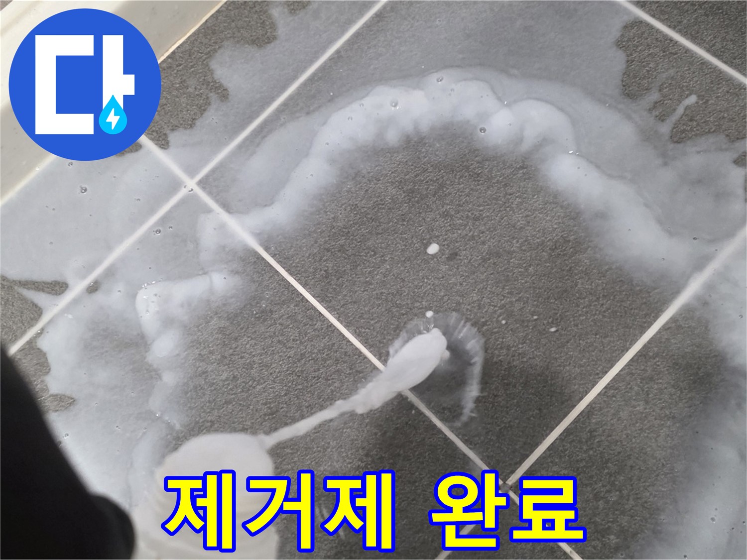 운정 어반프라임 아파트 욕실 - 곰팡이 제거제로 바닥 곰팡이 제거 완료!