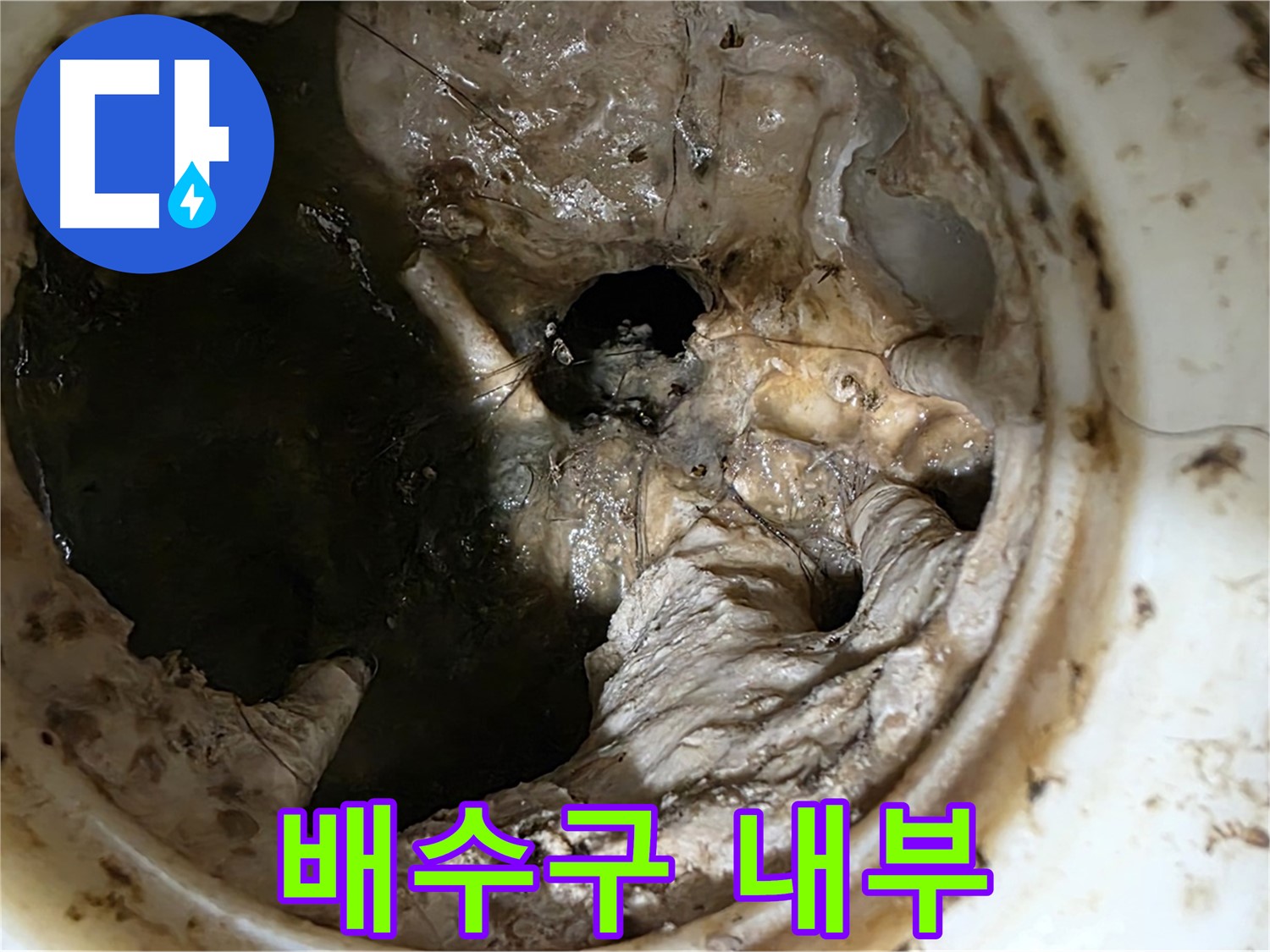 노원구 중계동 현대5차 211동 아파트 - 싱크대 배수구 내부의 심각한 오염 상태