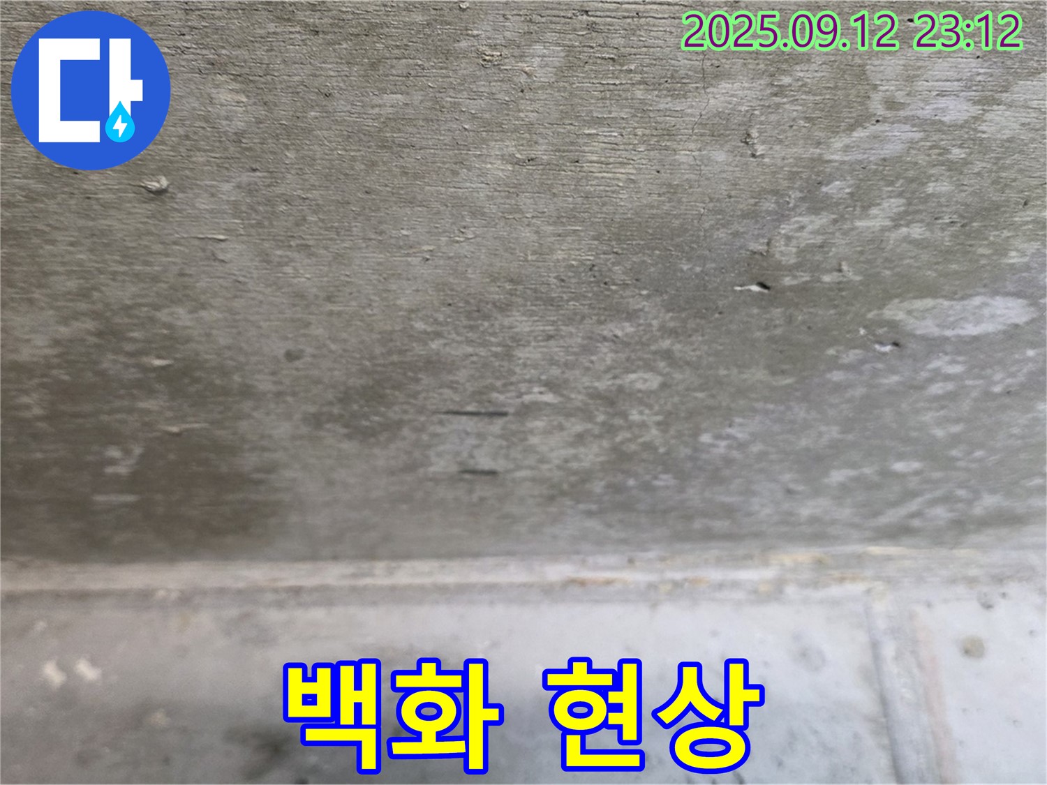 중계동 현대5차 211동 콘크리트 표면 백화 현상 - 누수 진행 중 증거