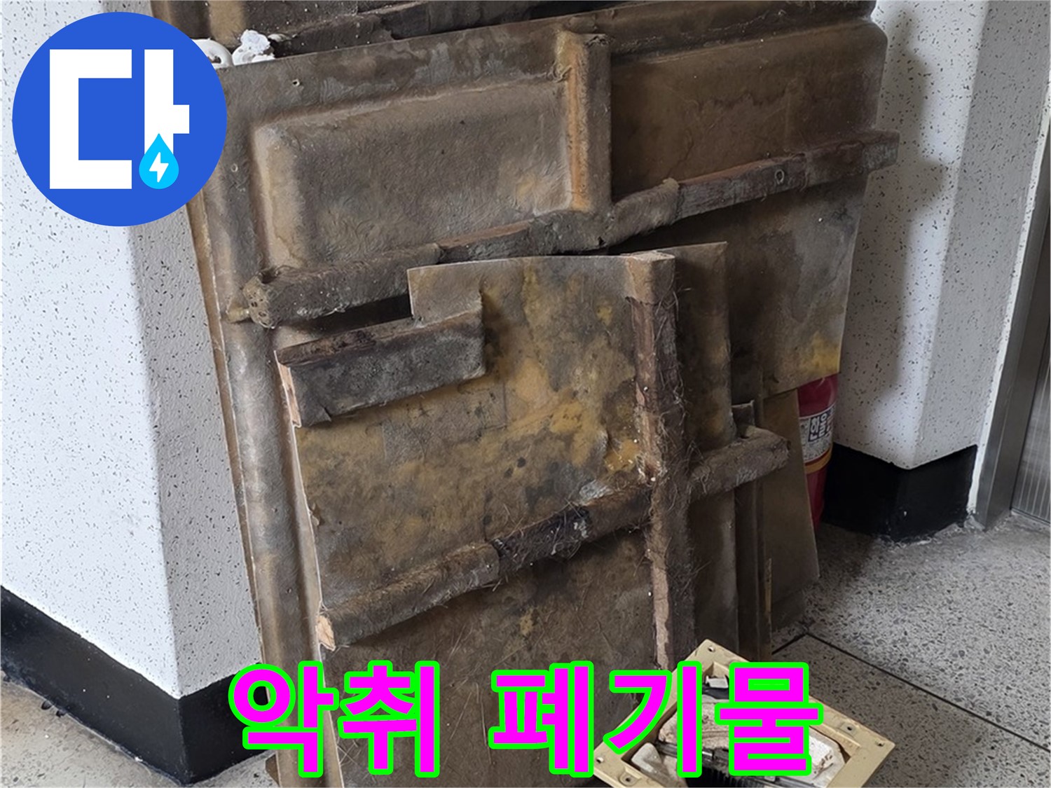 곰팡이 슨 석고보드와 조명 - 퀴퀴한 냄새 진동