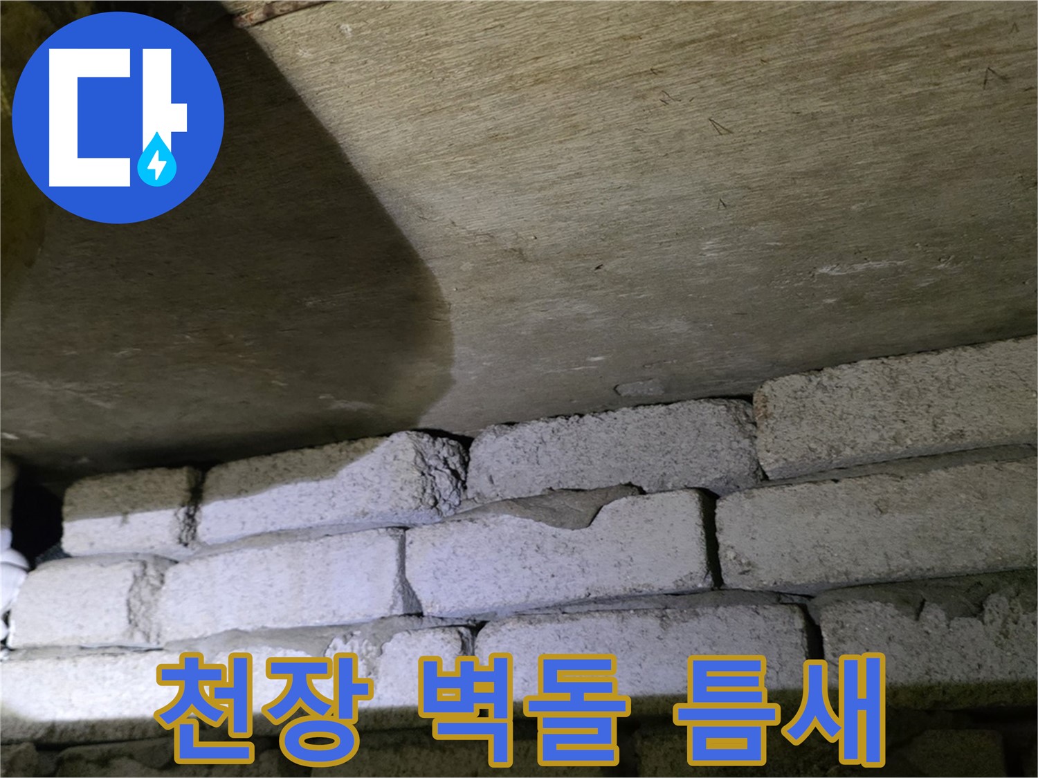 은평구 신사동 누수 - 천장 벽돌 틈새에서 물 떨어짐 확인
