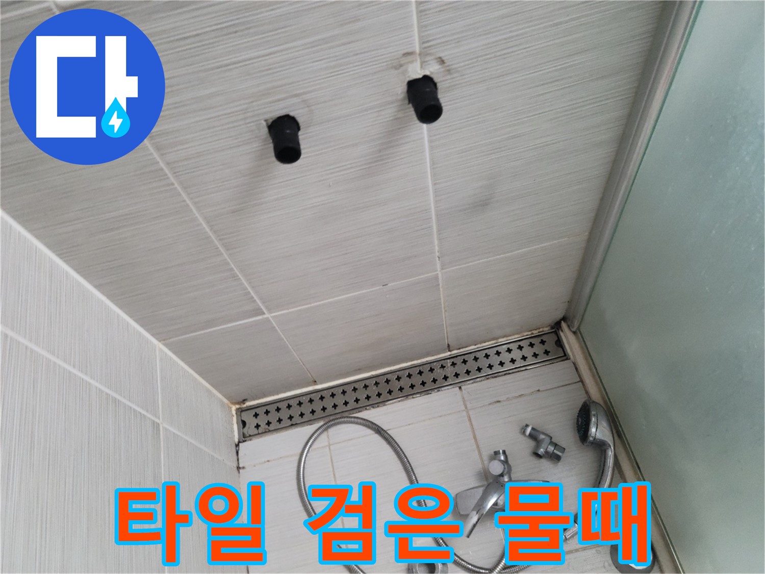동두천 신창동 - 샤워기 주변 타일 틈새의 검은 물때 - 보기에도 찝찝한 검은 물때!