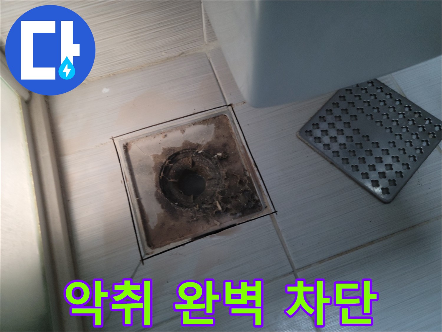 욕실 배수구 - 악취 심각 - 완벽 차단 시공만이 답