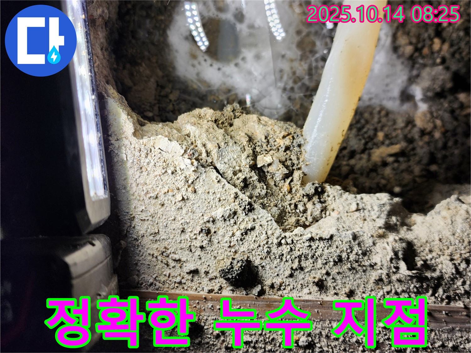 양주시 남면 두곡리 누수 현장에서 정확한 누수 지점을 찾아내고 있습니다 - 숙련된 기술로 문제 해결!