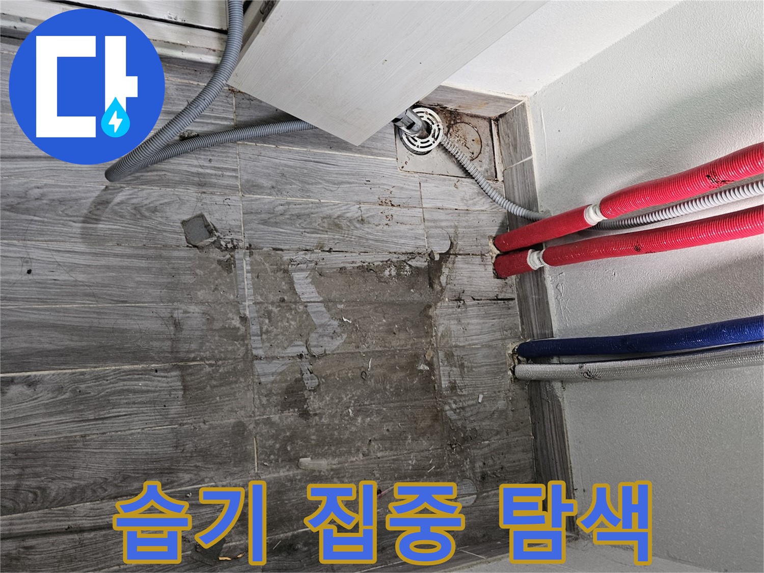 강동구 세탁실 누수 - 배관 주변 습기 집중 탐색