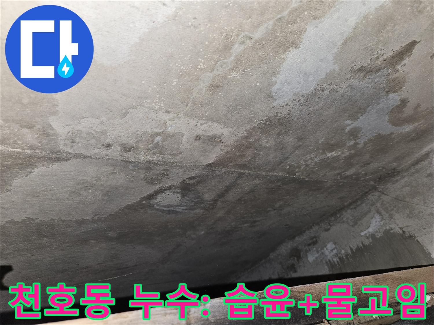 천호동 아파트 콘크리트 누수 - 습윤과 물고임은 심각한 누수