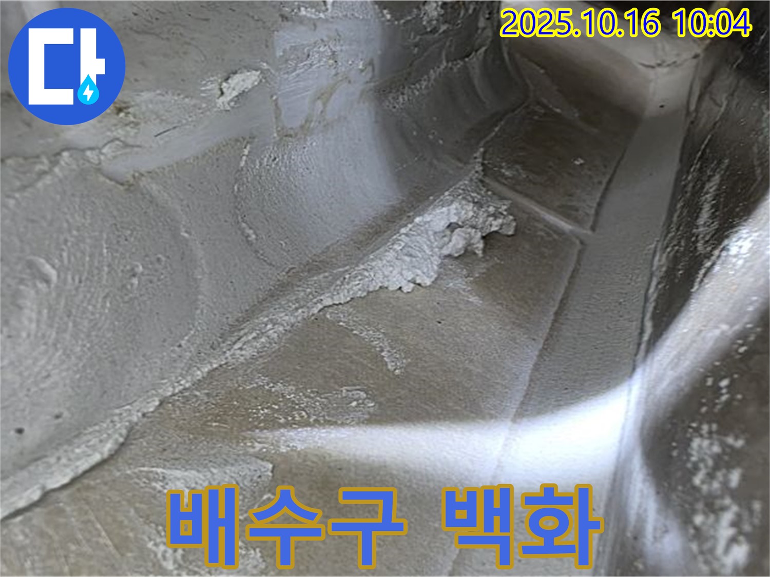 배수구 백화 - 율정마을13단지 누수탐지 전문가가 찾아낸 누수 증거, 배수구 주변 백화현상