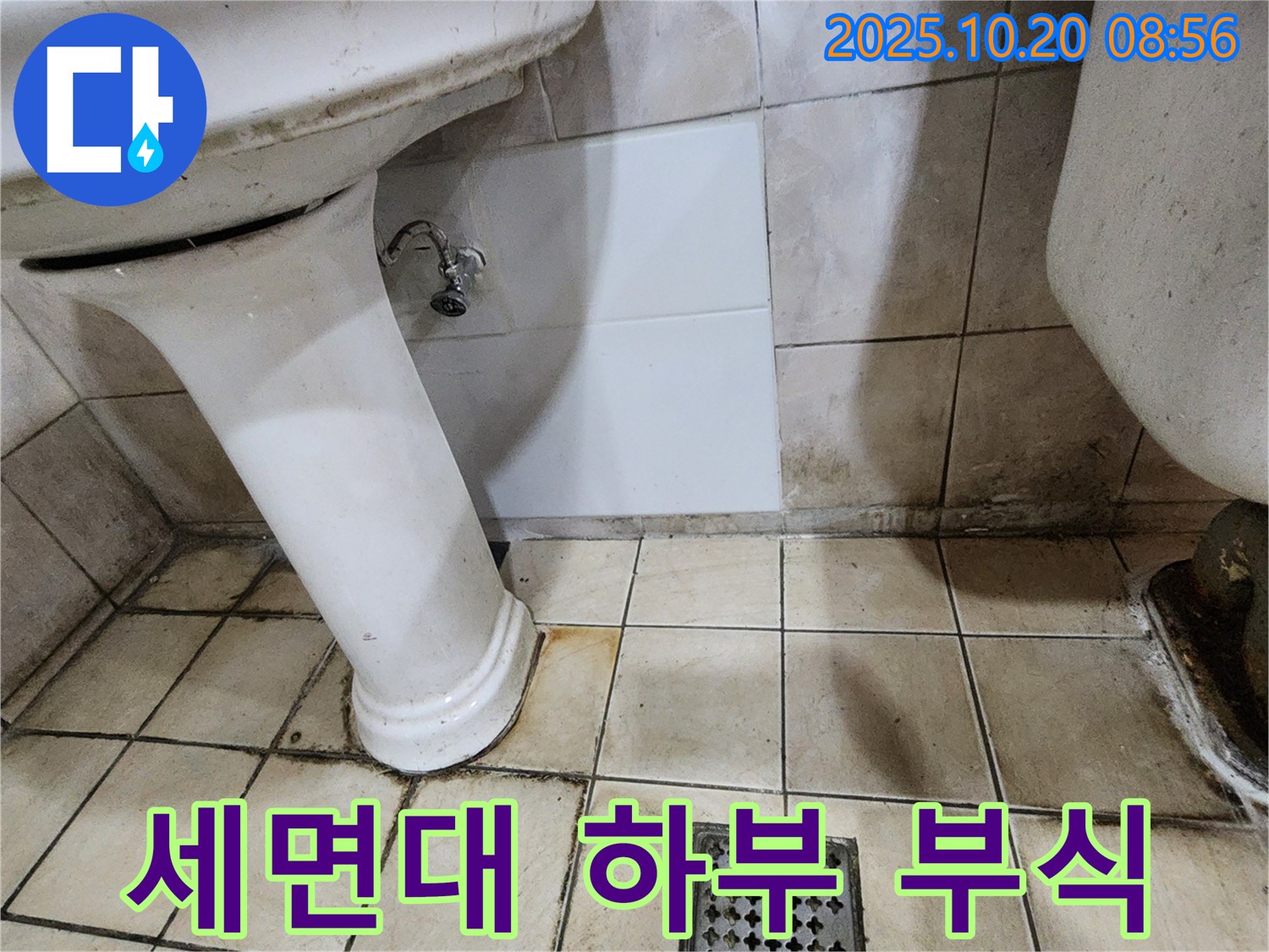 양주시 장흥면 석현리 - 낡은 세면대 하부 부식 및 누수 진행 상태 점검 - 교체 고려