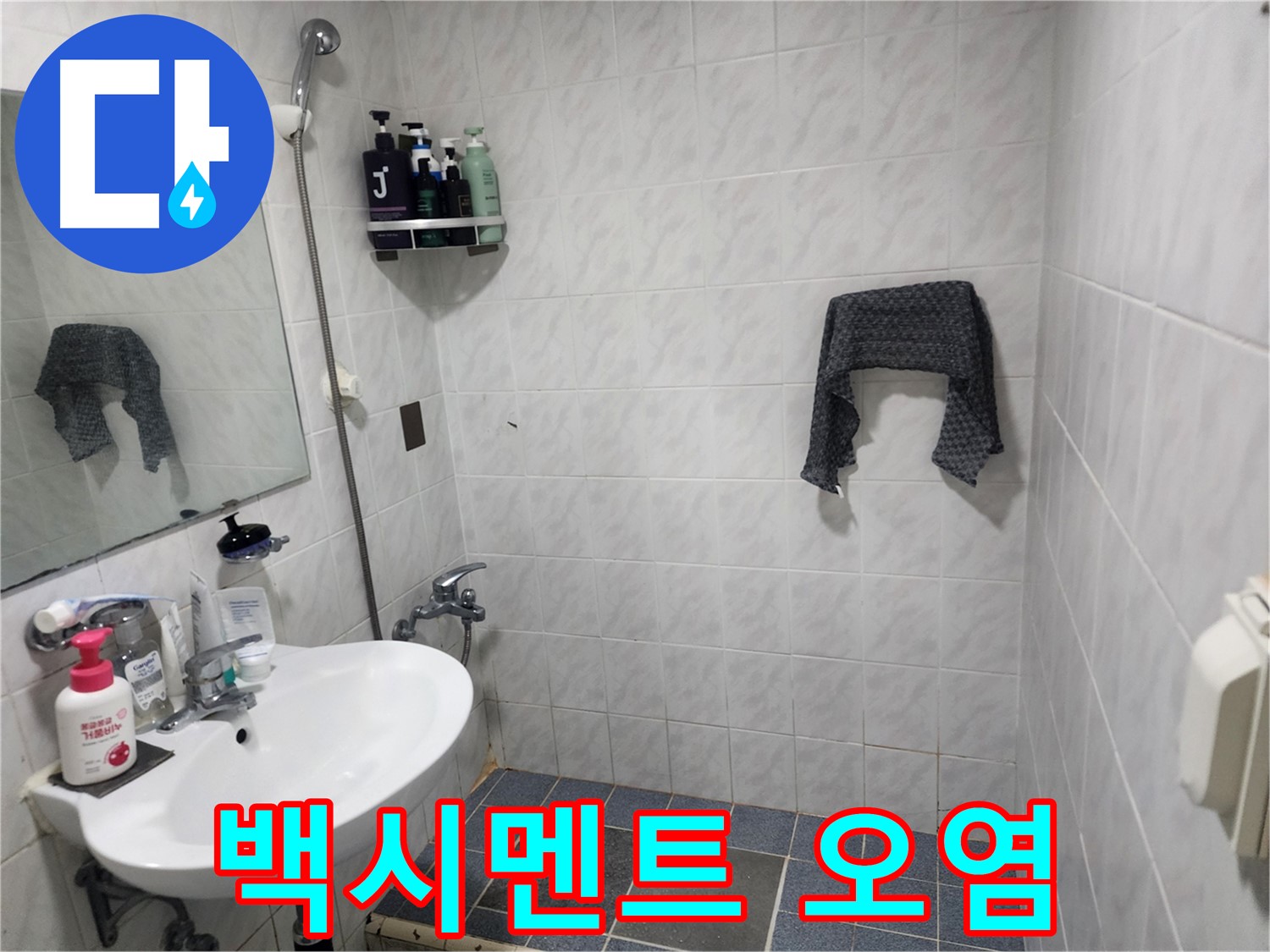 양재동 욕실 - 벽 타일 사이 백시멘트 오염 - 누수 신호일까?