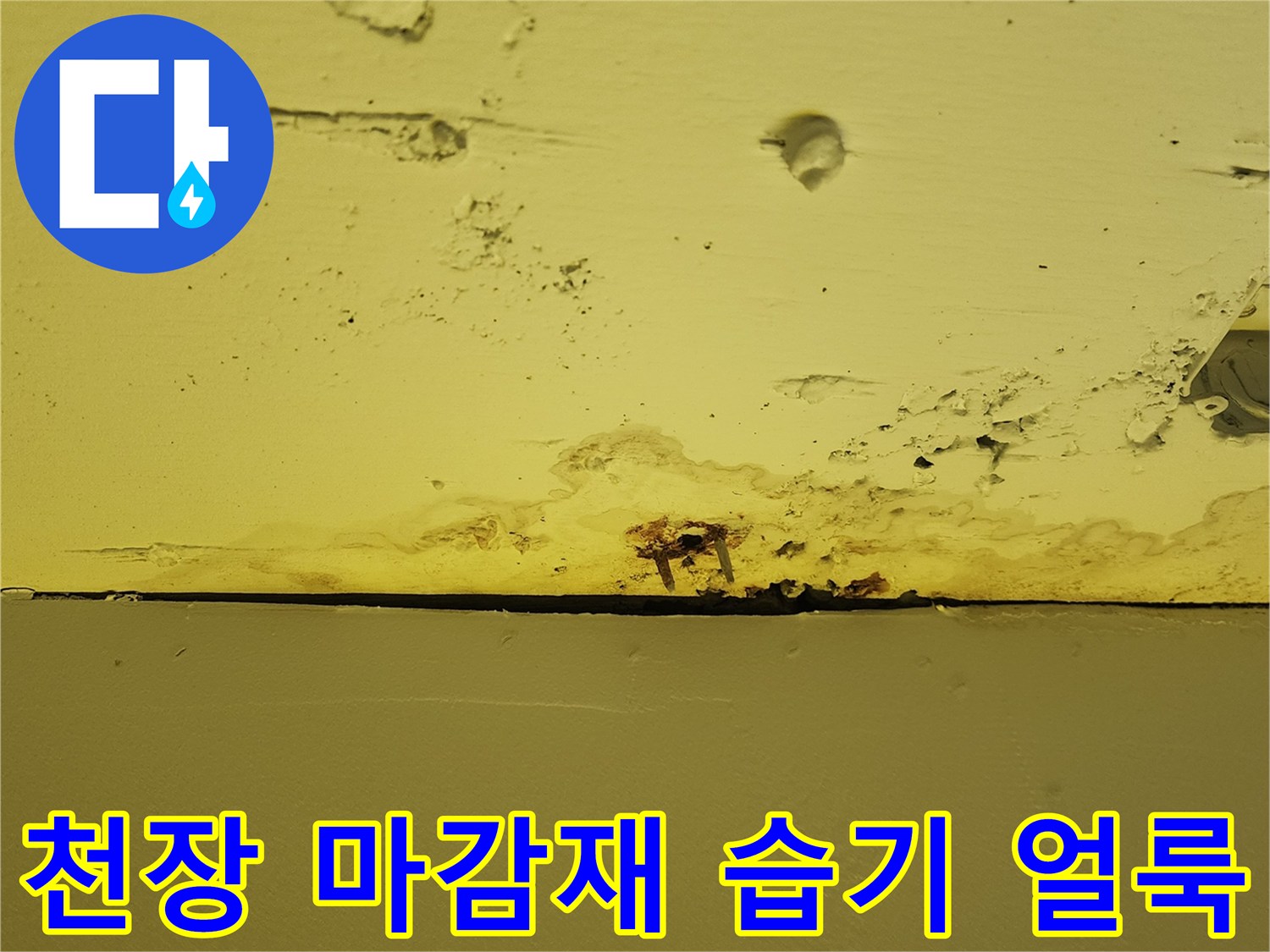 양주시 하패리 상가-누수로 인해 변색된 노란 패널의 모습