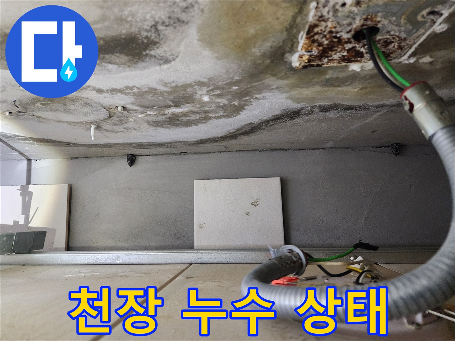 천장 누수 - 전기 배선 위험