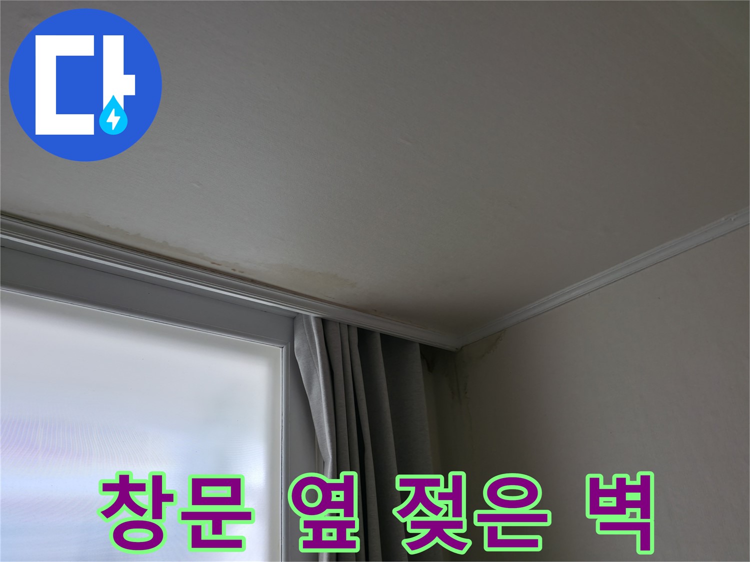 창문 옆 젖은 벽 - 곰팡이 발생 직전