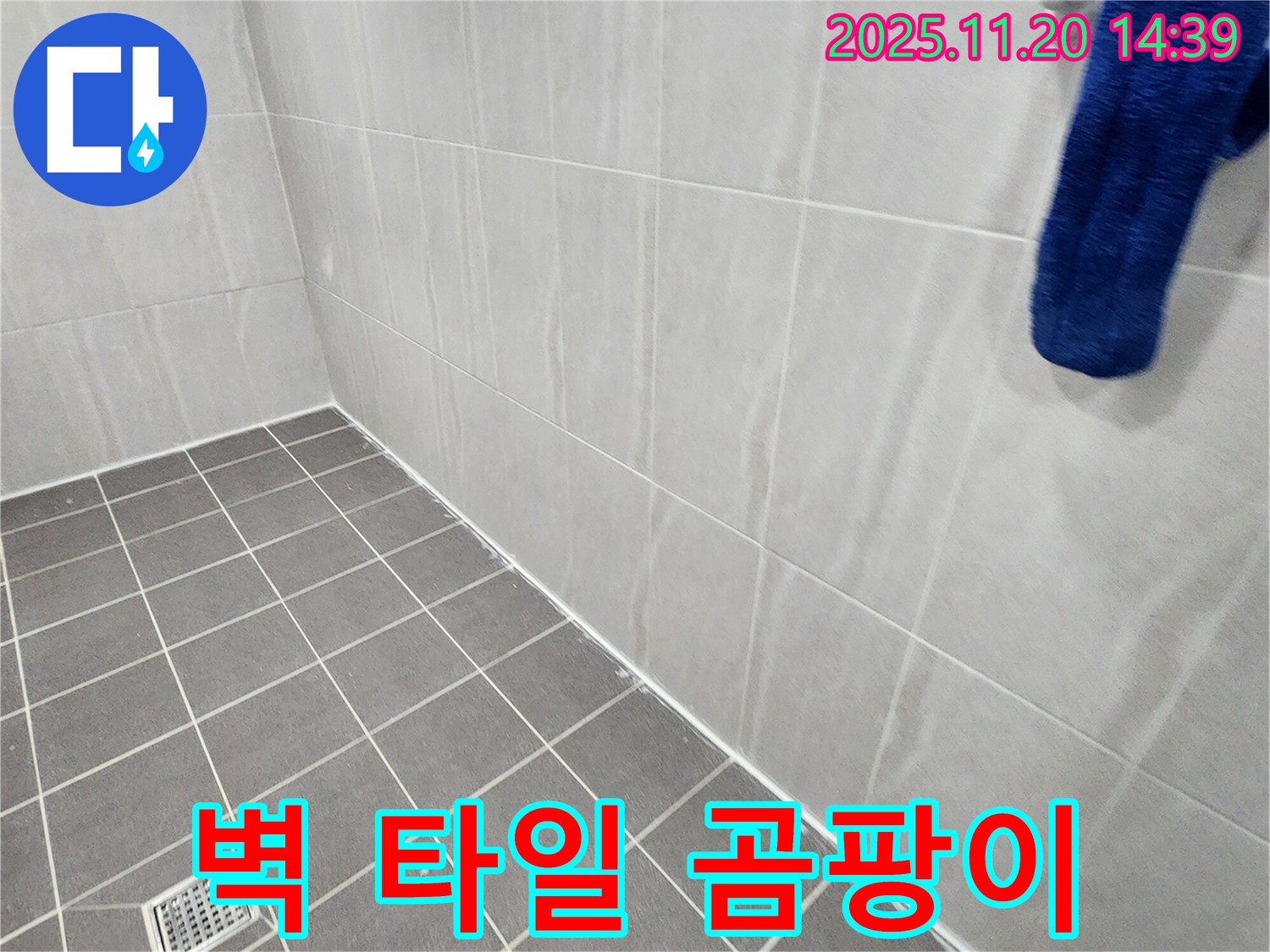 포천 가산 - 욕실 벽면 하단 타일과 실리콘 사이 곰팡이 발생, 누수 위험 점검