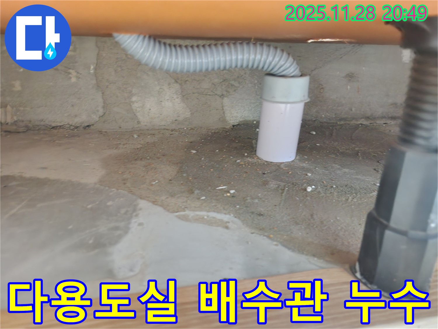 다용도실 배수관에서 발생한 누수 - 노원구 아파트 누수탐지 및 완벽한 누수 차단