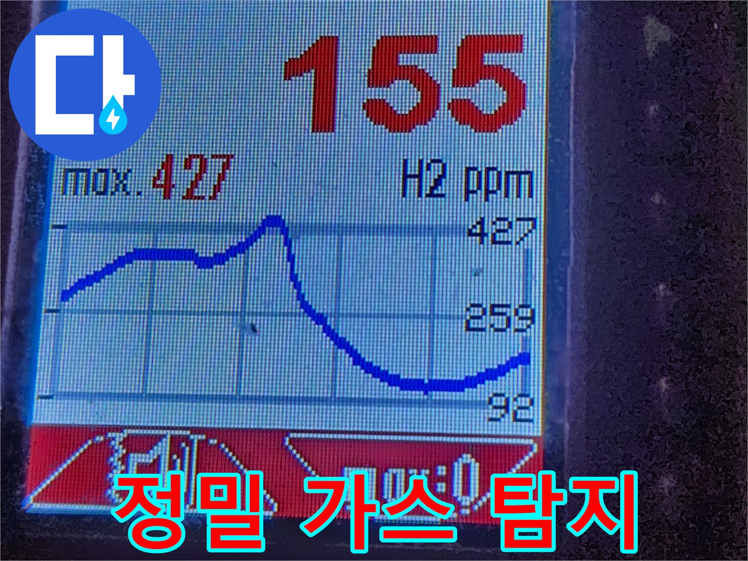 정밀 누수탐지 - 수소 가스 농도 변화 - 누수 위치 추적