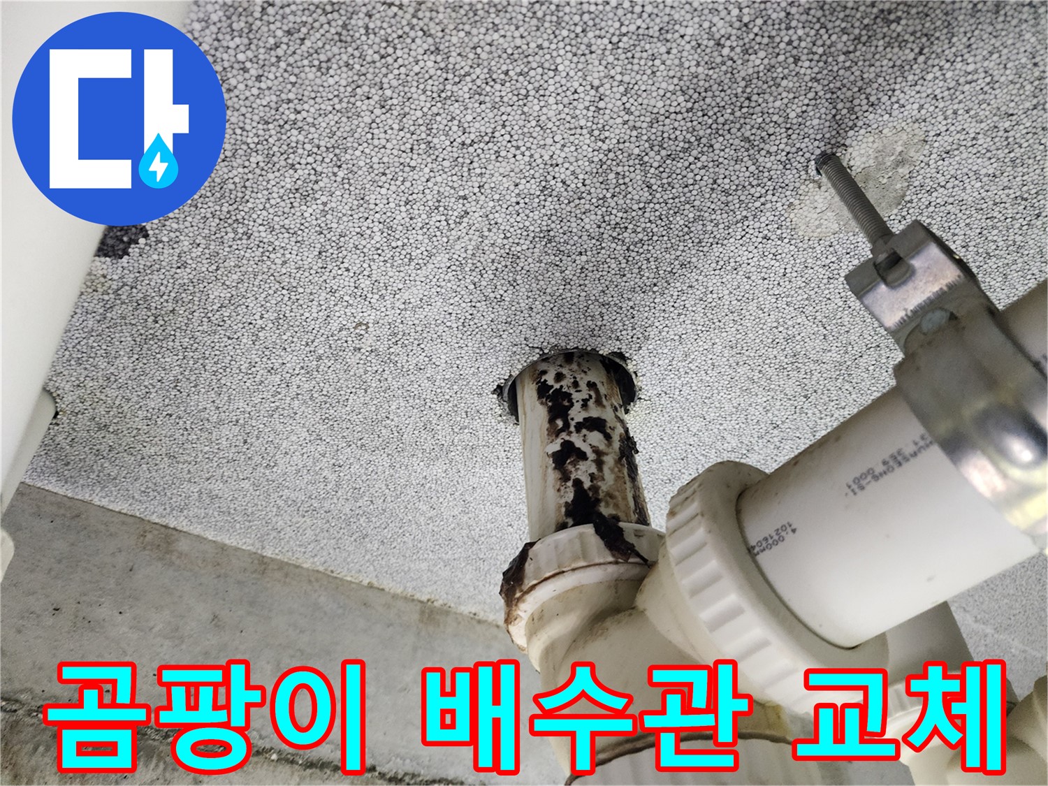 다산동 아파트 곰팡이 핀 배수관 교체 - 위생적인 새 배관으로 교체 완료!