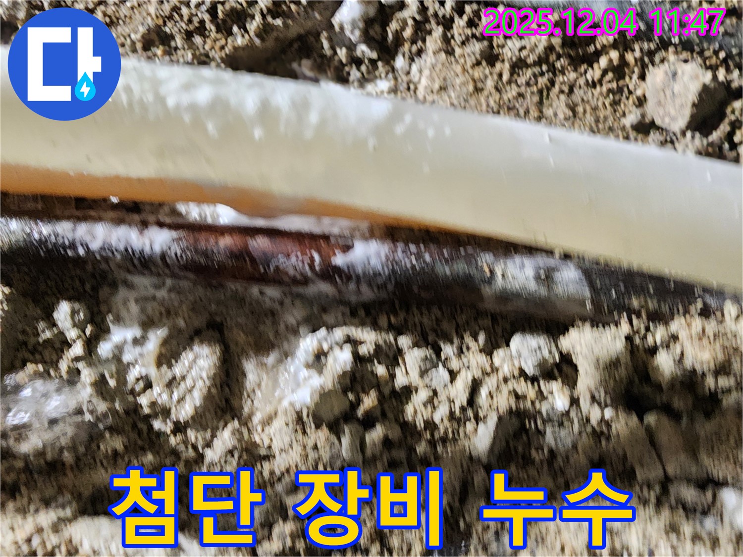 포천시 일동면 기산리 누수 현장 - 첨단 장비를 사용하여 누수 지점을 탐지하는 모습입니다.