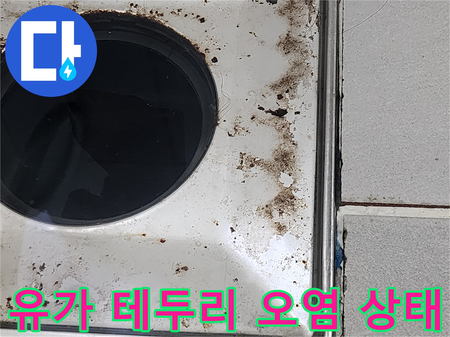 배수구-테두리-및-타일-경계면의-심한-오염물질