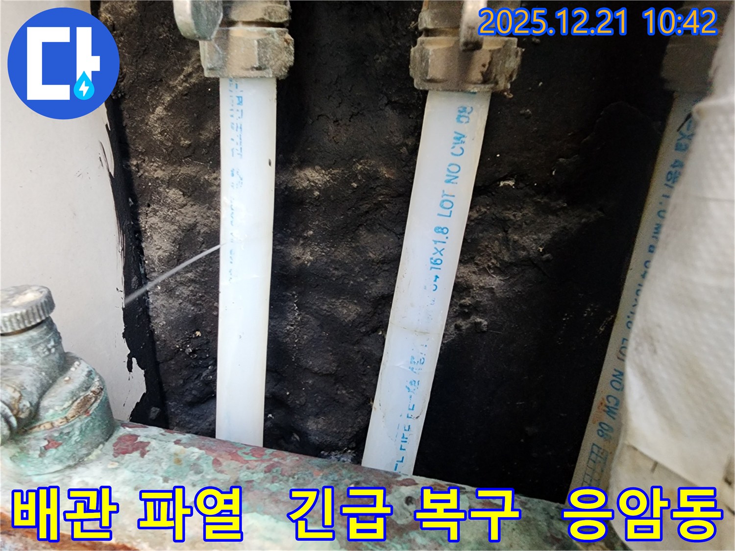응암동 가좌로의 배관 파열 현장 - 누수 전문가가 신속하게 방문하여 긴급 복구합니다.