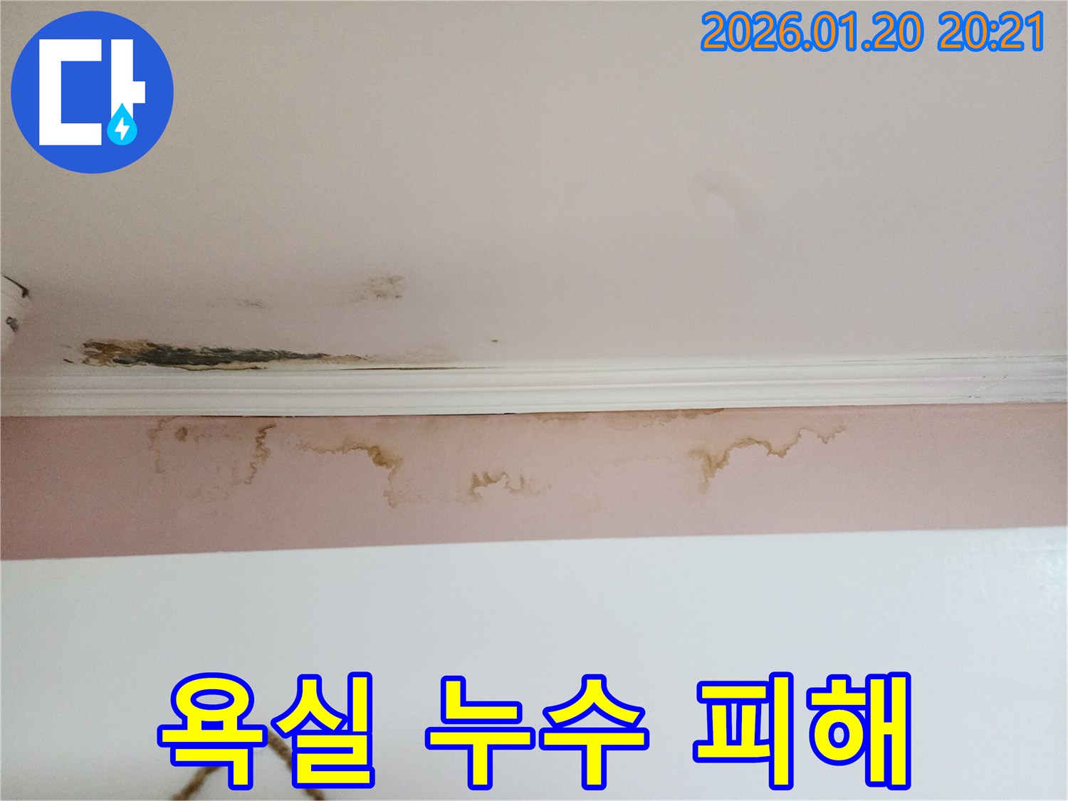 도곡동 욕실 누수 - 위층 화장실 문제로 인한 천장 손상