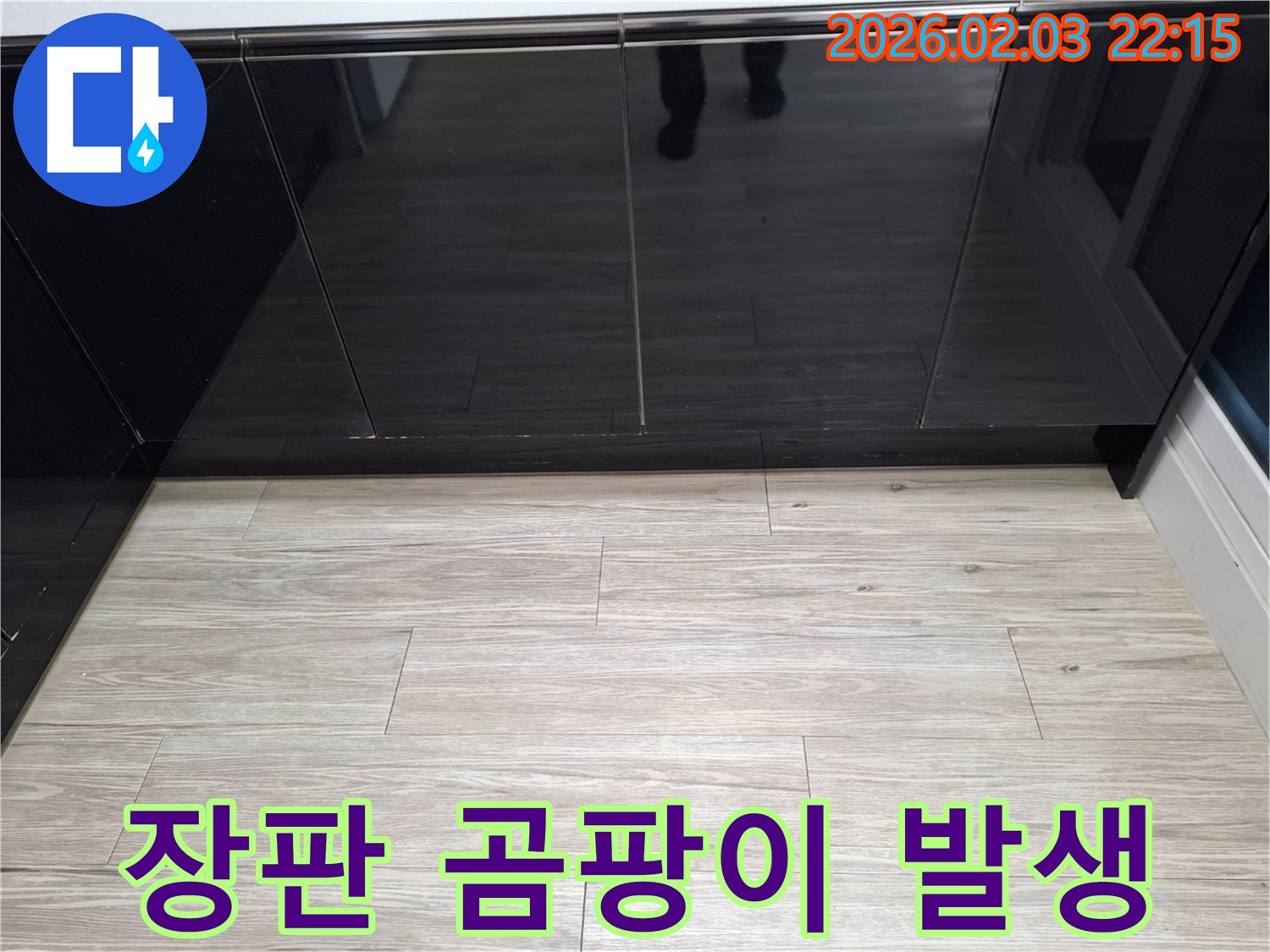 장판 곰팡이 - 누수로 인해 곰팡이가 발생할 수 있습니다.
