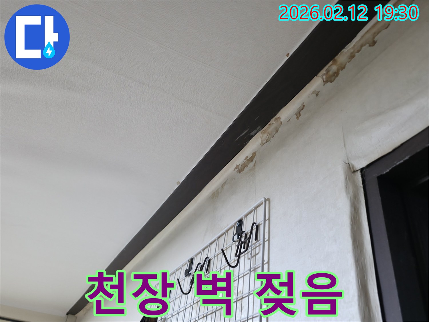 천장과-벽면-경계가-누수로-인해-젖어-있고-벽지가-손상된-상황을-보여주는-이미지