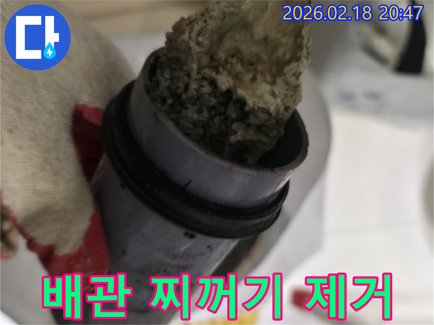 싱크대-배수관-막힘을-유발한-음식물-찌꺼기와-기름때-덩어리입니다.