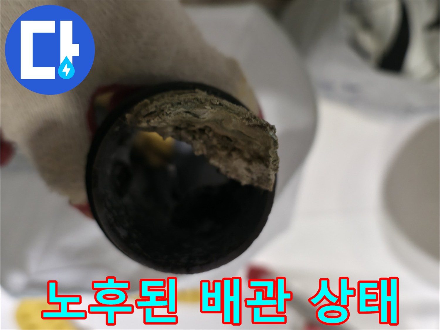 양주 백석읍 현장에서 발견한 노후된 하수 배관의 모습입니다.