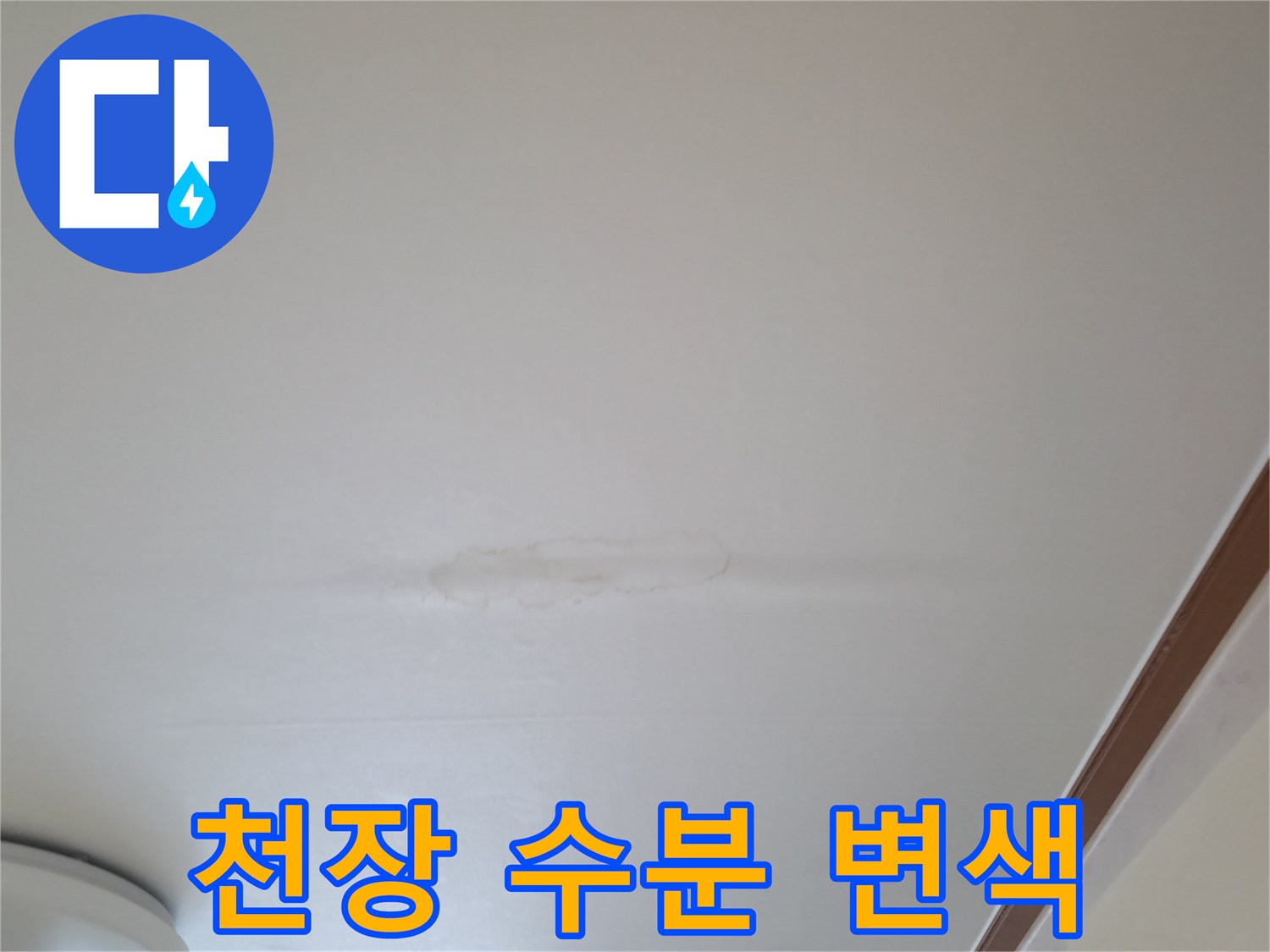 천장 부근에 나타난 물샘 흔적 사진