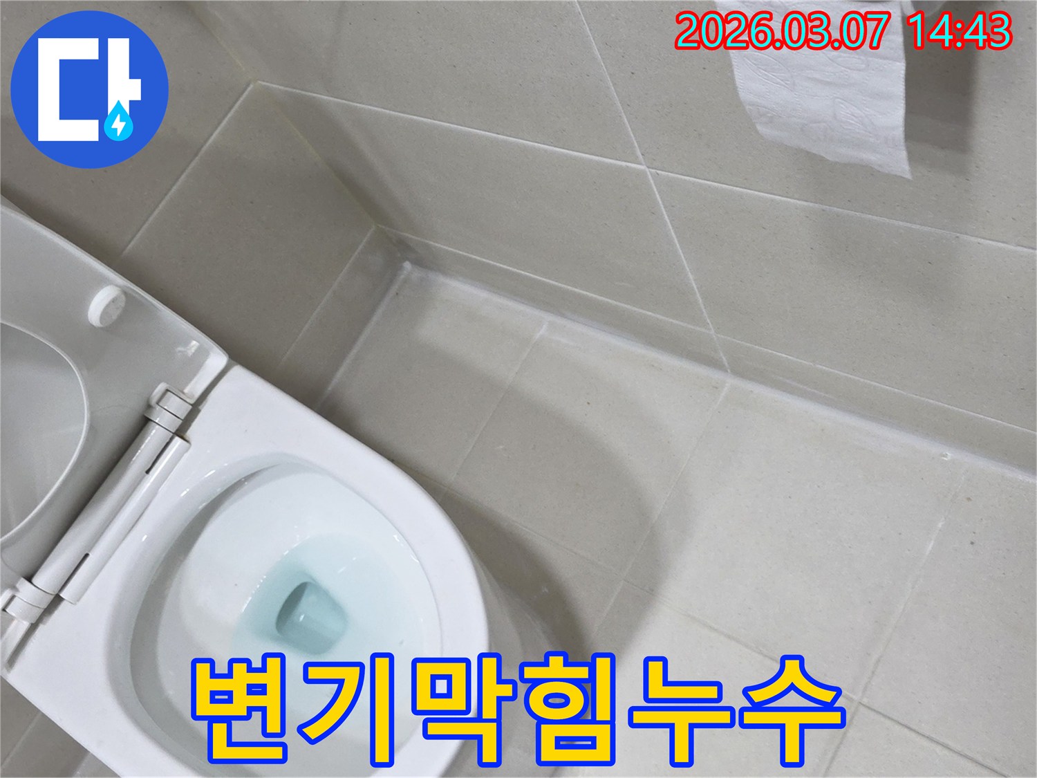 변기 물이 안 내려가는-현상이-누수와 배관 막힘 때문인지-진단하는 모습입니다