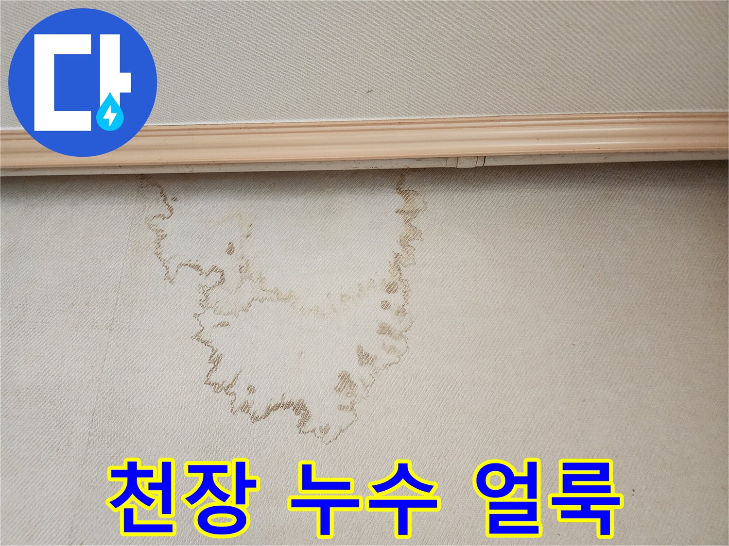 종로구 거실 천장 벽지에 나타난 누수 흔적과 물 번짐 상태