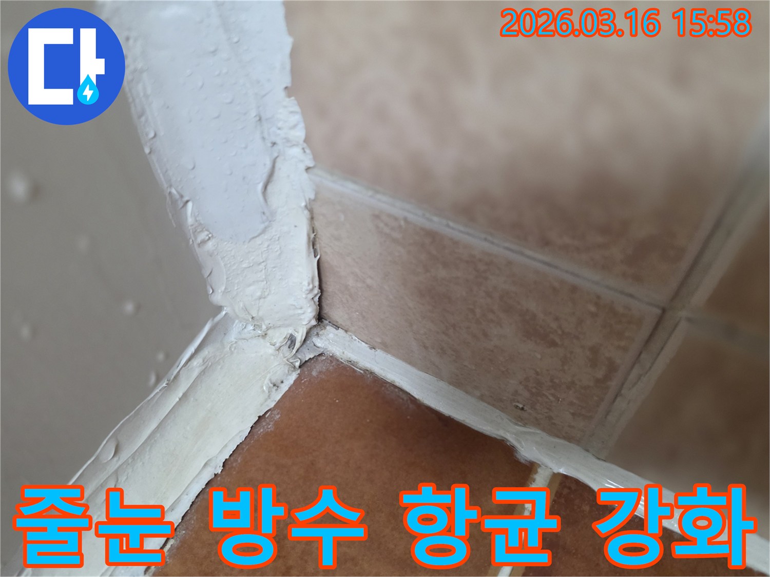 아파트-욕실-누수-방지를-위해-줄눈에-방수-및-항균-기능을-강화하는-모습입니다.
