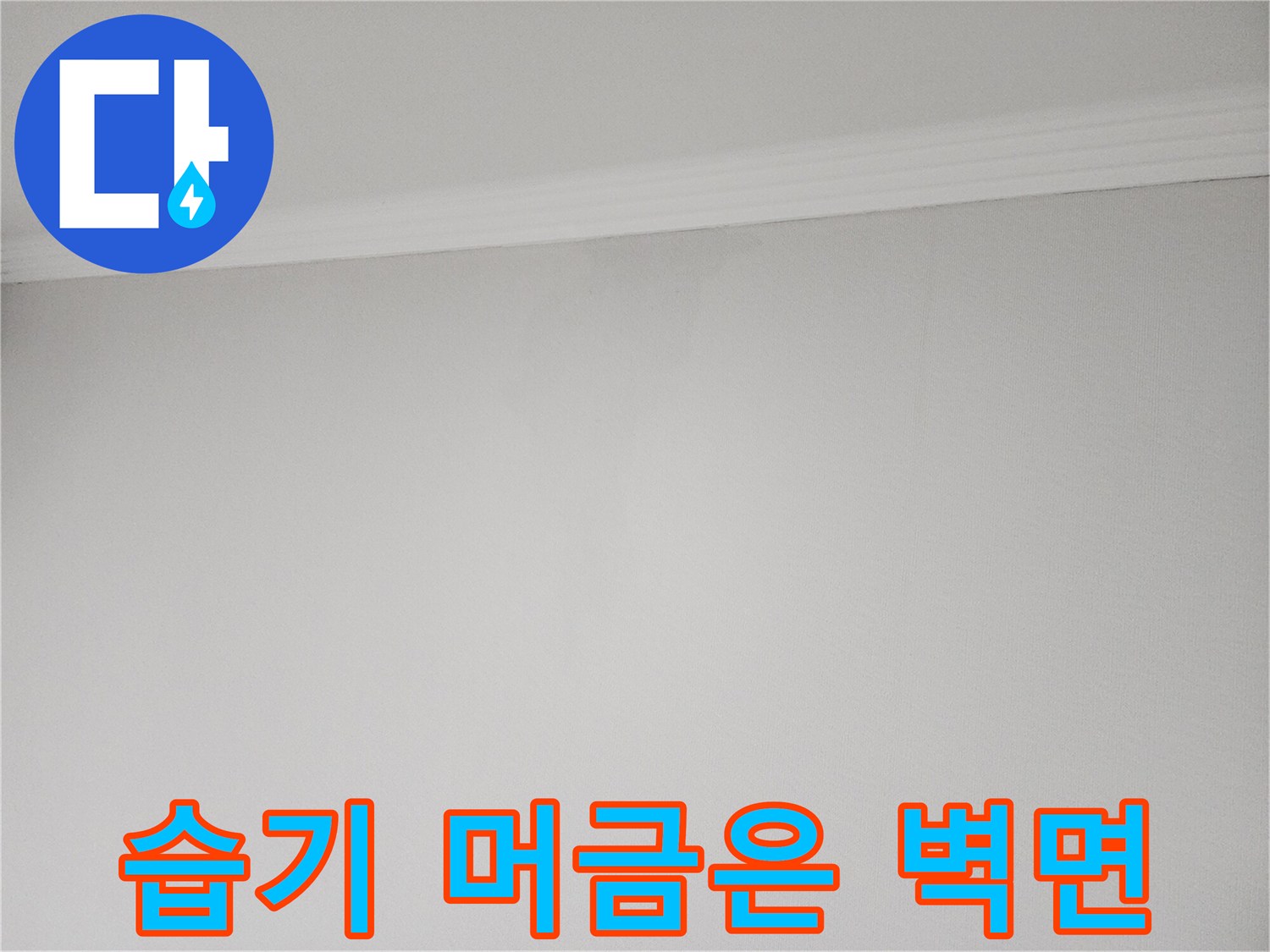 물샘 증상이 나타난 천장 벽지 상세 사진