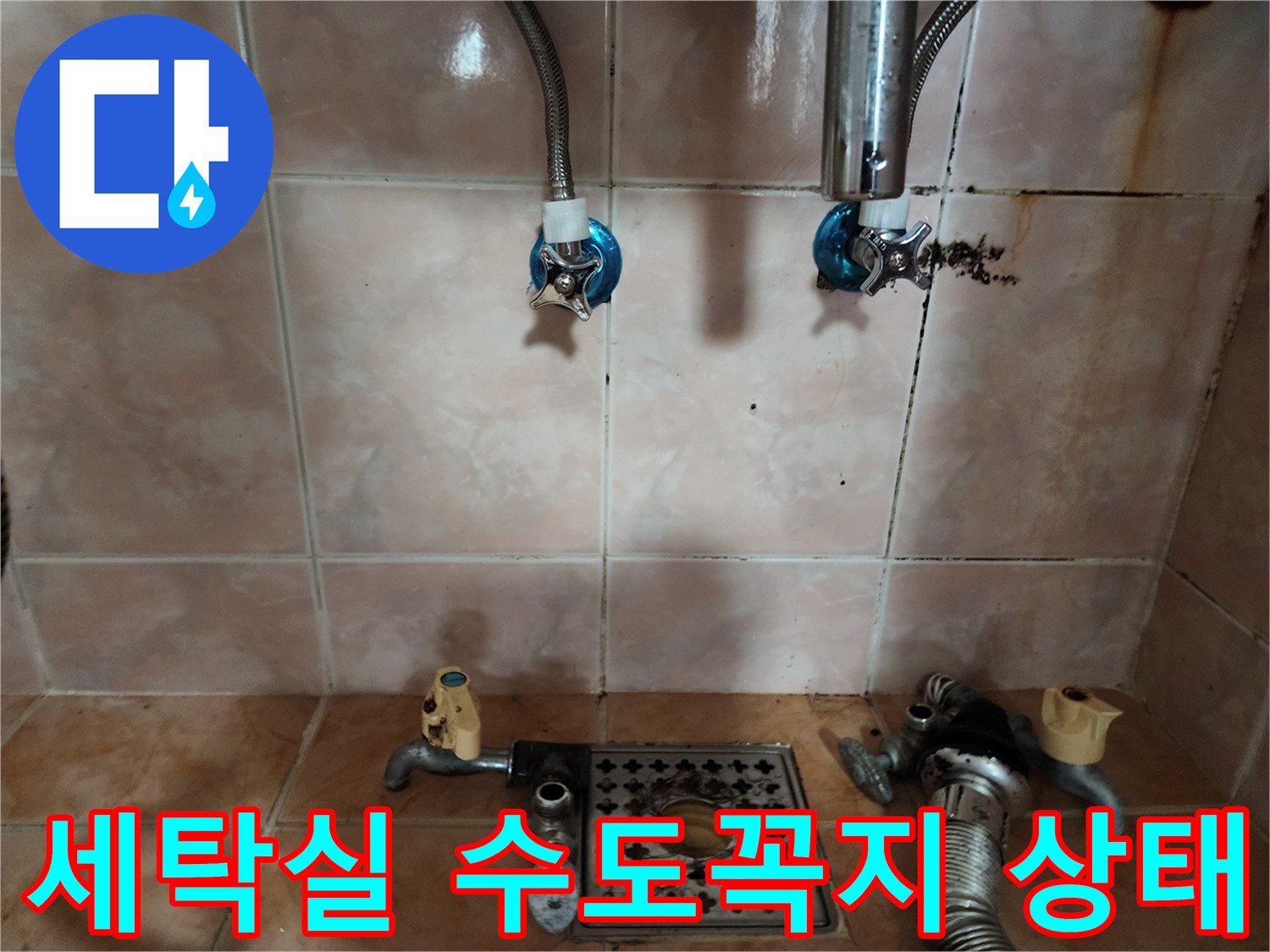 부천 원미구 세탁실-수도꼭지와 배수구 주변의 습기 및 오염 상태