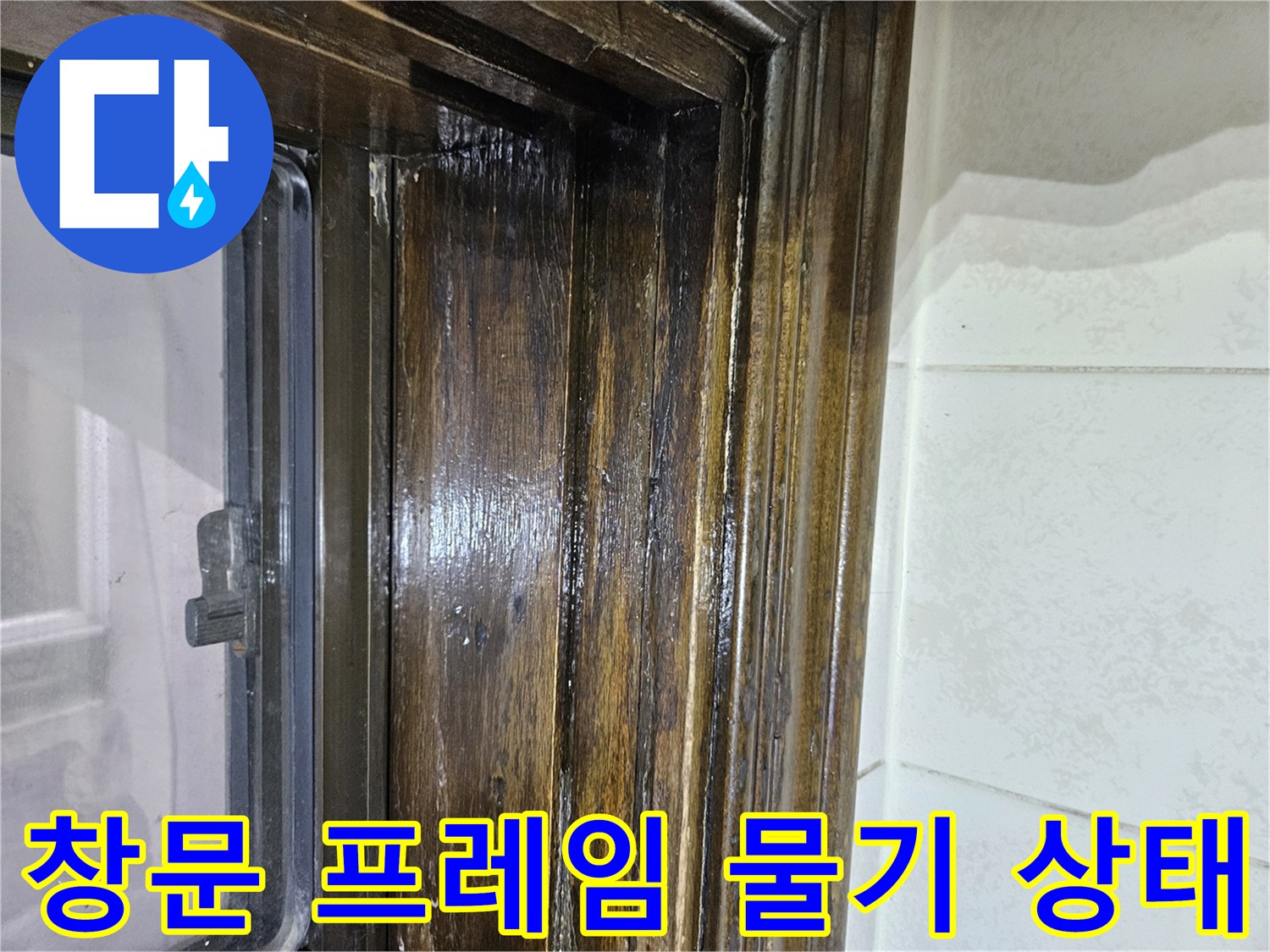 다용도실 창틀-나무 마감재 부위의 습윤 상태