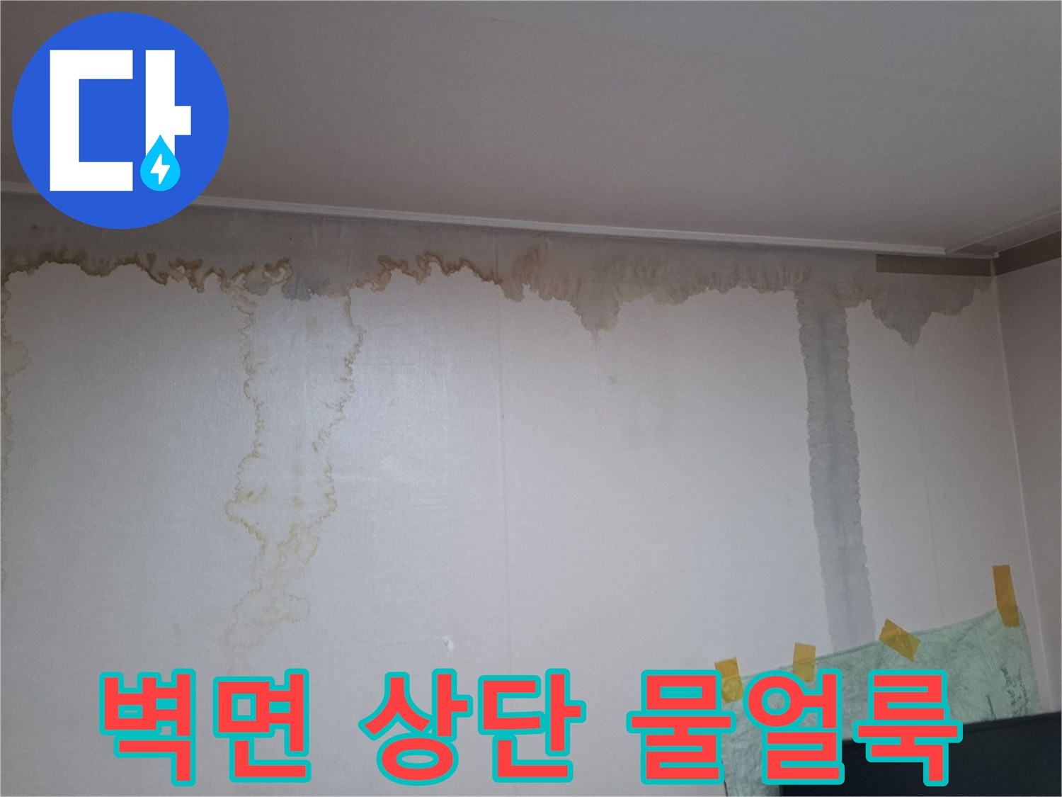 성북구 빌라 내부-천장과 벽면이 만나는 경계에 발생한 젖은 얼룩
