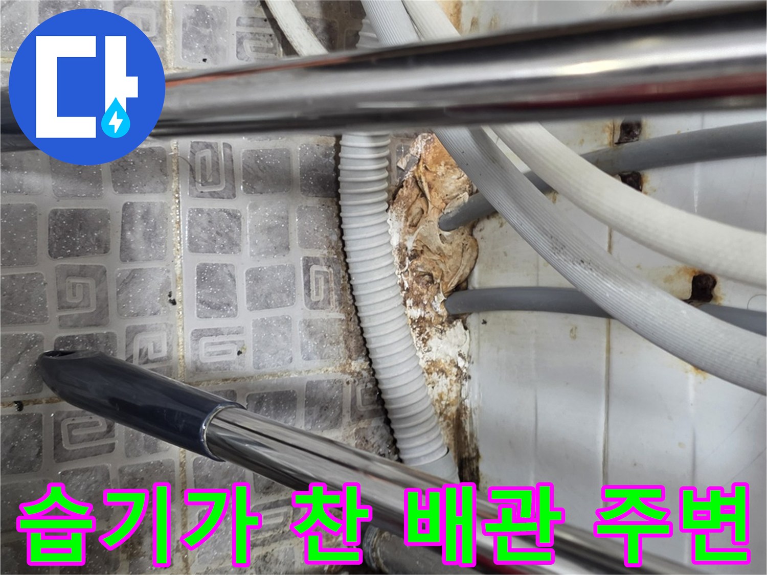 화장실-하부-배관-주변의-젖은-상태
