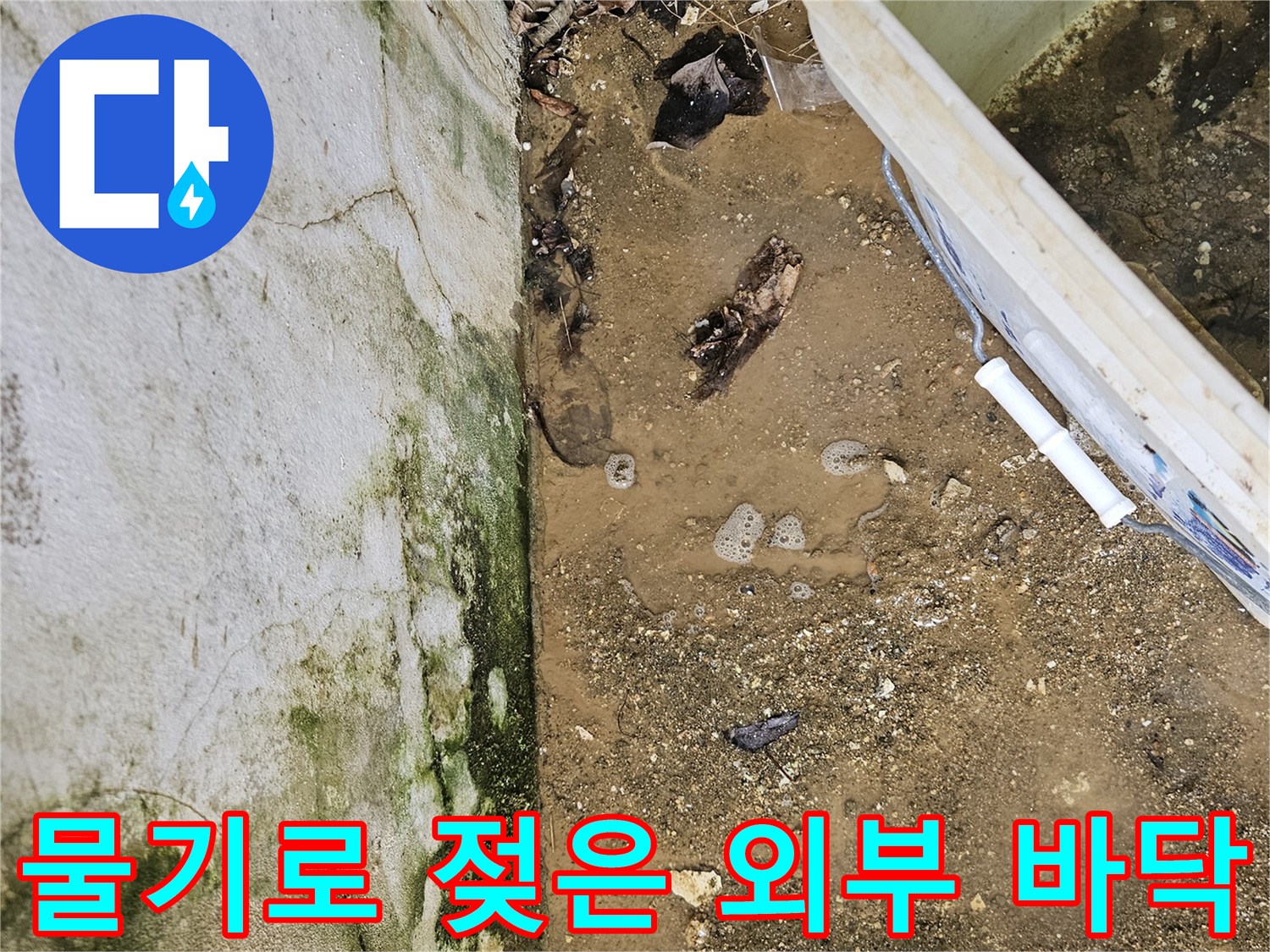 가평군 조종면-물기가 배어 나온 계단 주변 지표면 상태